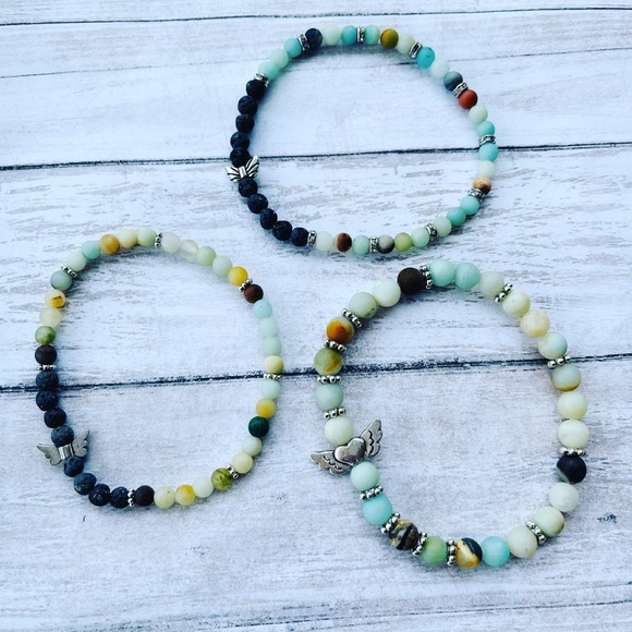 Essential Oil Diffuser Bracelets Amazonite Stack - Picture 3 of 7